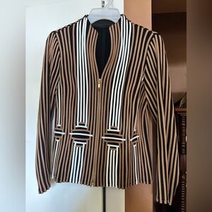 Chico's Black and Brown Striped Leather Jacket